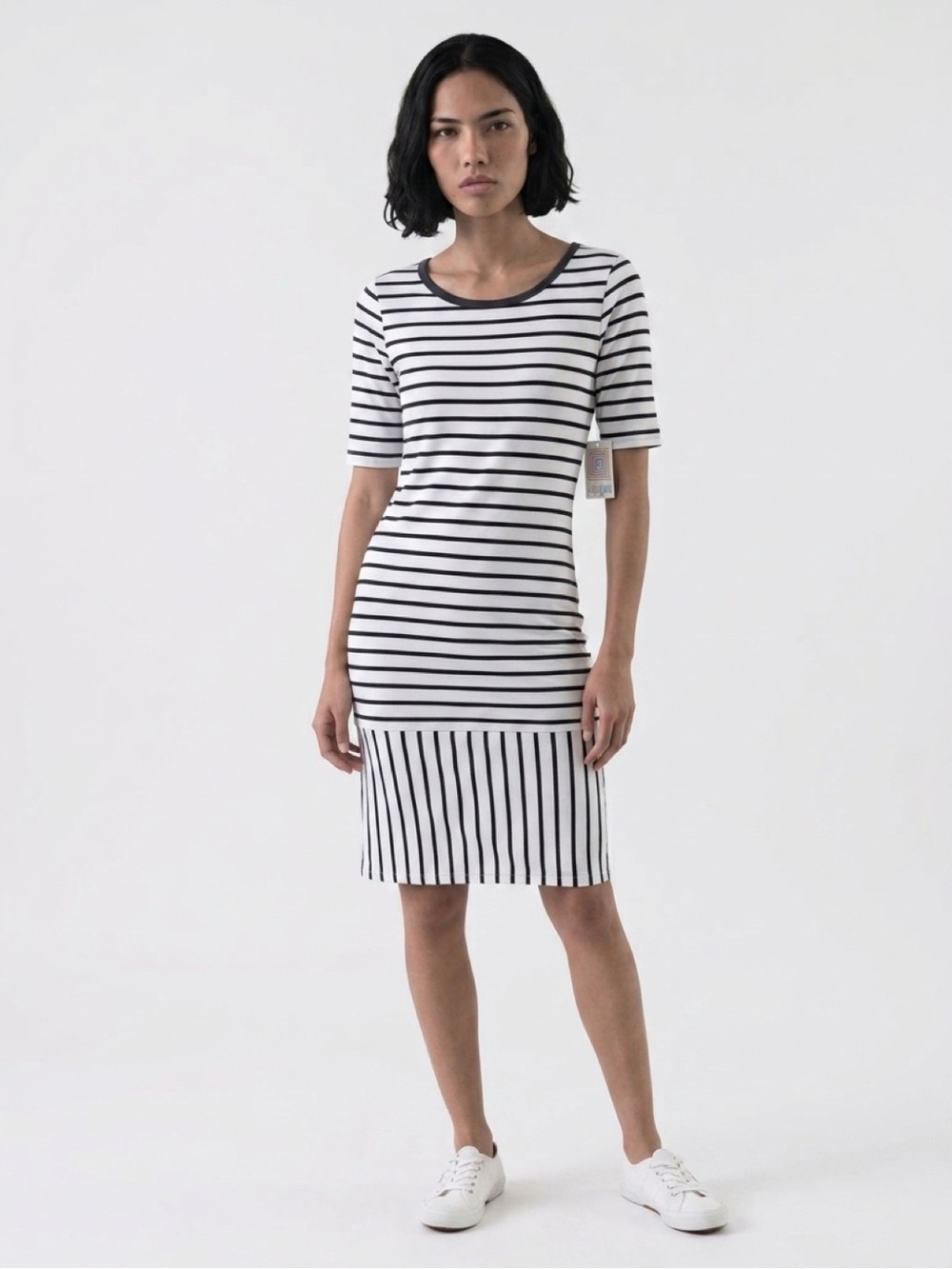 NWT LuLaRoe Julia XS Brown & White Striped Midi Dress | Drop-Waist Bodycon |
